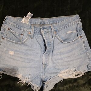 Signature by Levi Strauss Light Blue Distressed Jean Shorts